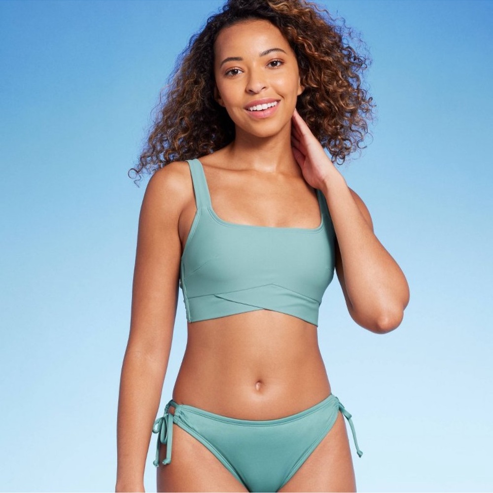 Women's Longline Square Neck Bralette Bikini
Top - Shade & Shore Green M - Picture 3 of 6